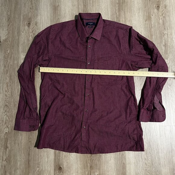 Peter England Nuvo Fit Red & Black Checked Cotton-Blend Mens Long Sleeve Shirt E - Picture 7 of 10